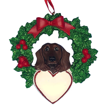 Dachshund With Wreath Christmas Ornament