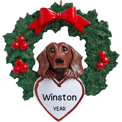 Dachshund With Wreath Christmas Ornament