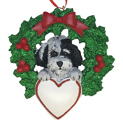 Havanese With Wreath Christmas Ornament