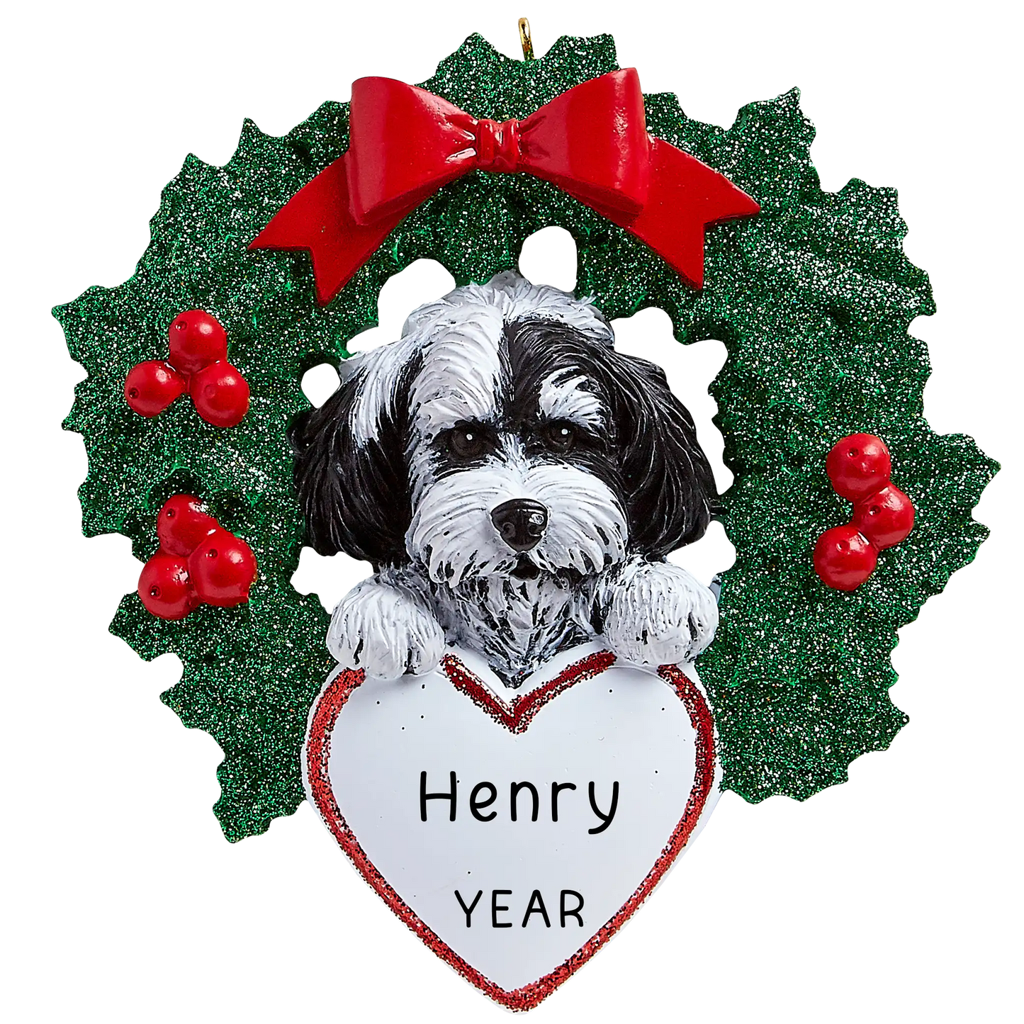 Havanese With Wreath Christmas Ornament