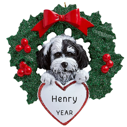 Havanese With Wreath Christmas Ornament