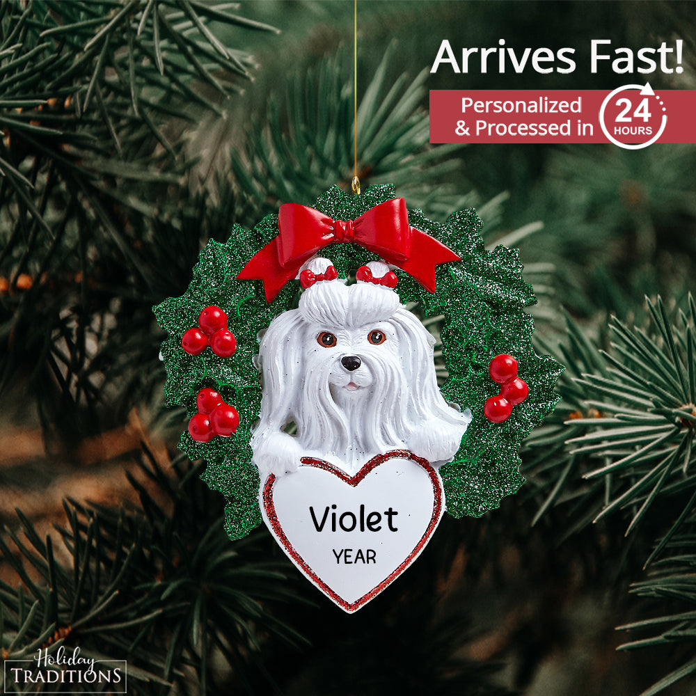 Maltese Wreath Christmas Ornament