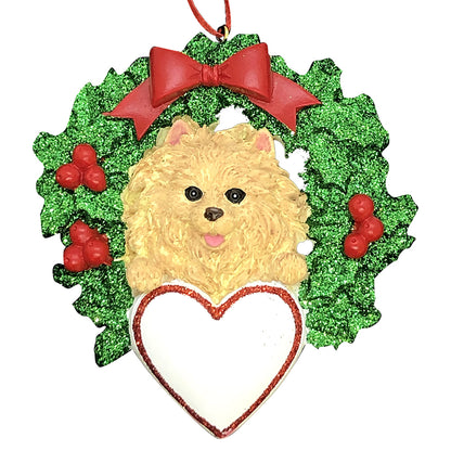 Pomeranian Wreath Christmas Ornament