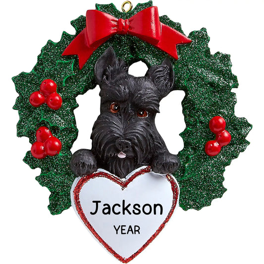 Scottie Wreath Christmas Ornament