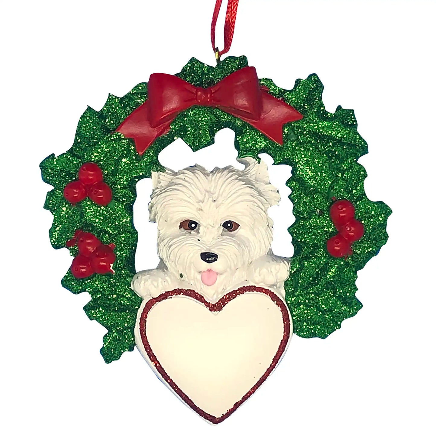 Westie With Wreath Christmas Ornament