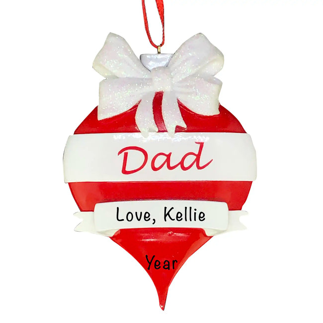 Dad Red Christmas Ornament personalized keepsake featuring Dad title and custom year