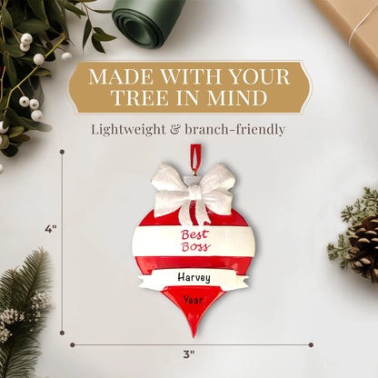 Best Boss Red Personalized Ornament