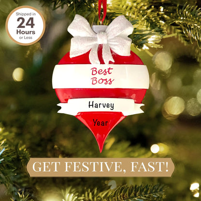 Best Boss Red Personalized Ornament
