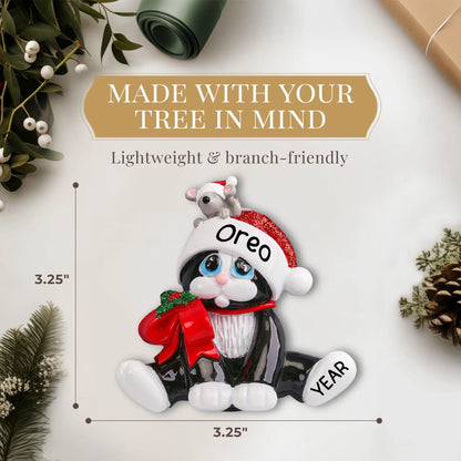 Black and White Cat Christmas Ornament