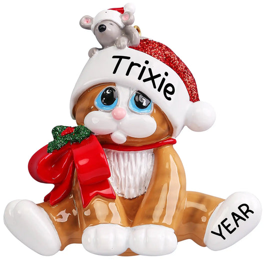 Tan Tiger Stripe Cat Christmas Ornament