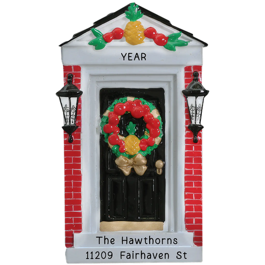 Red Brick Home Door Christmas Ornament