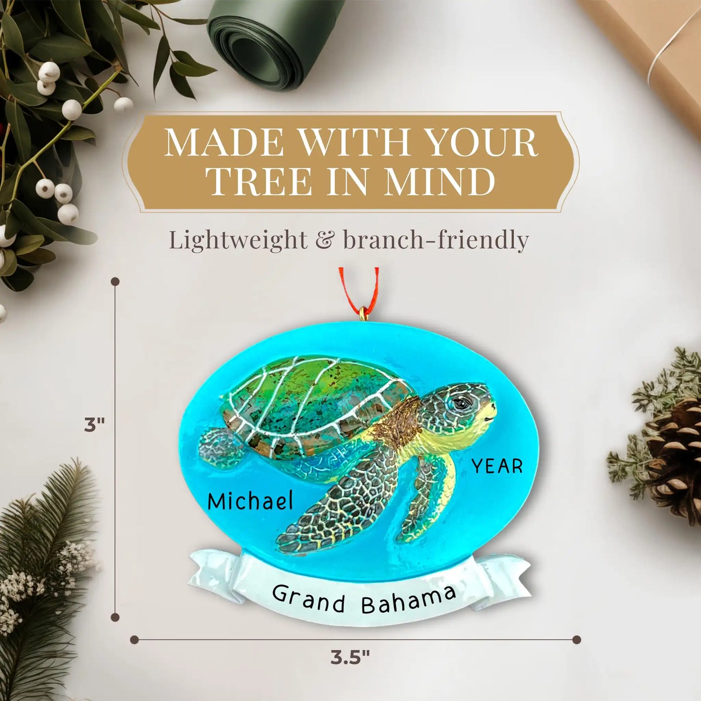 Sea Turtle Personalized Ornament - Deep Ocean