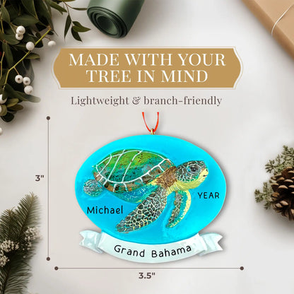 Sea Turtle Personalized Ornament - Deep Ocean