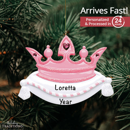 Princess Pink Crown Christmas Ornament