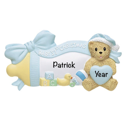 22B Baby's 1st Christmas Boy Baby Bottle Personalized Christmas Ornament