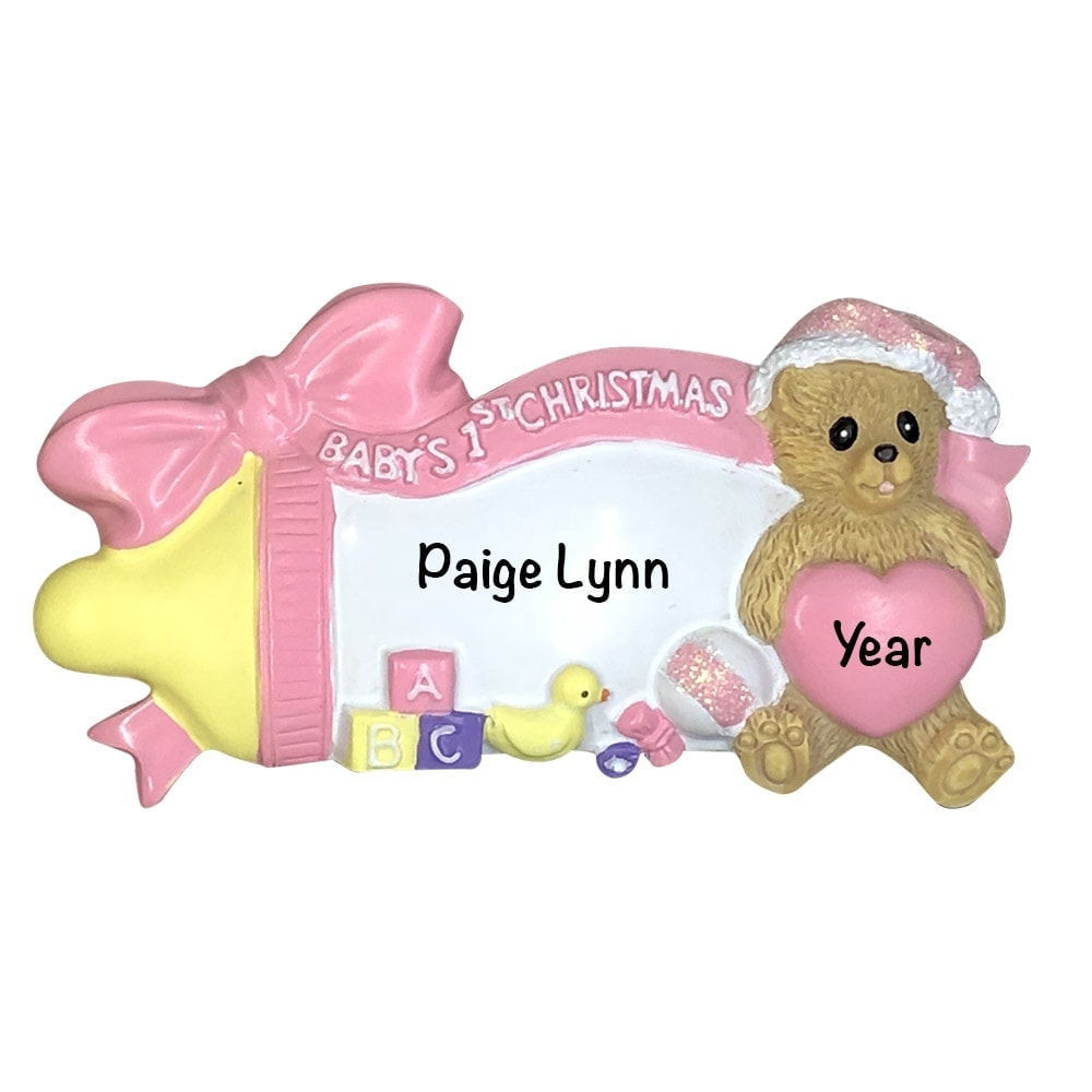 22G Baby's 1st Christmas Girl Baby Bottle Personalized Christmas Ornament