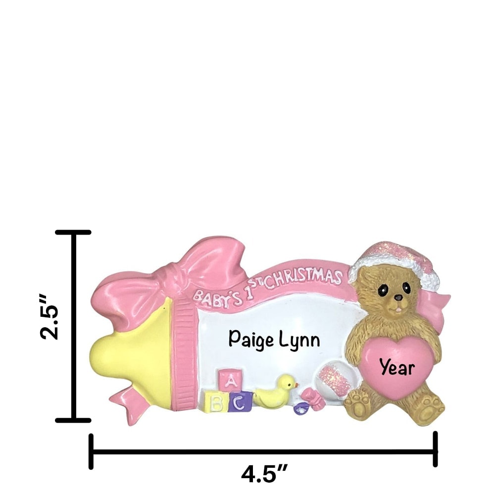 22G Pink Baby Bottle Personalized Christmas Ornament