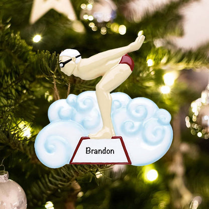 233 Personalized Swimmer Guy Christmas Ornament