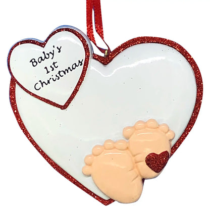 Baby Feet 1st Christmas Ornament - Red