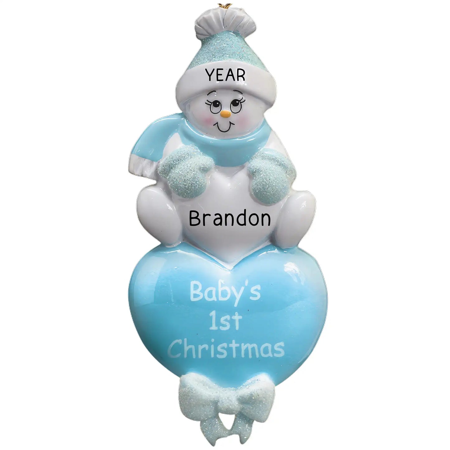 Baby's 1st Christmas Personalized Ornament - Snow Baby Heart