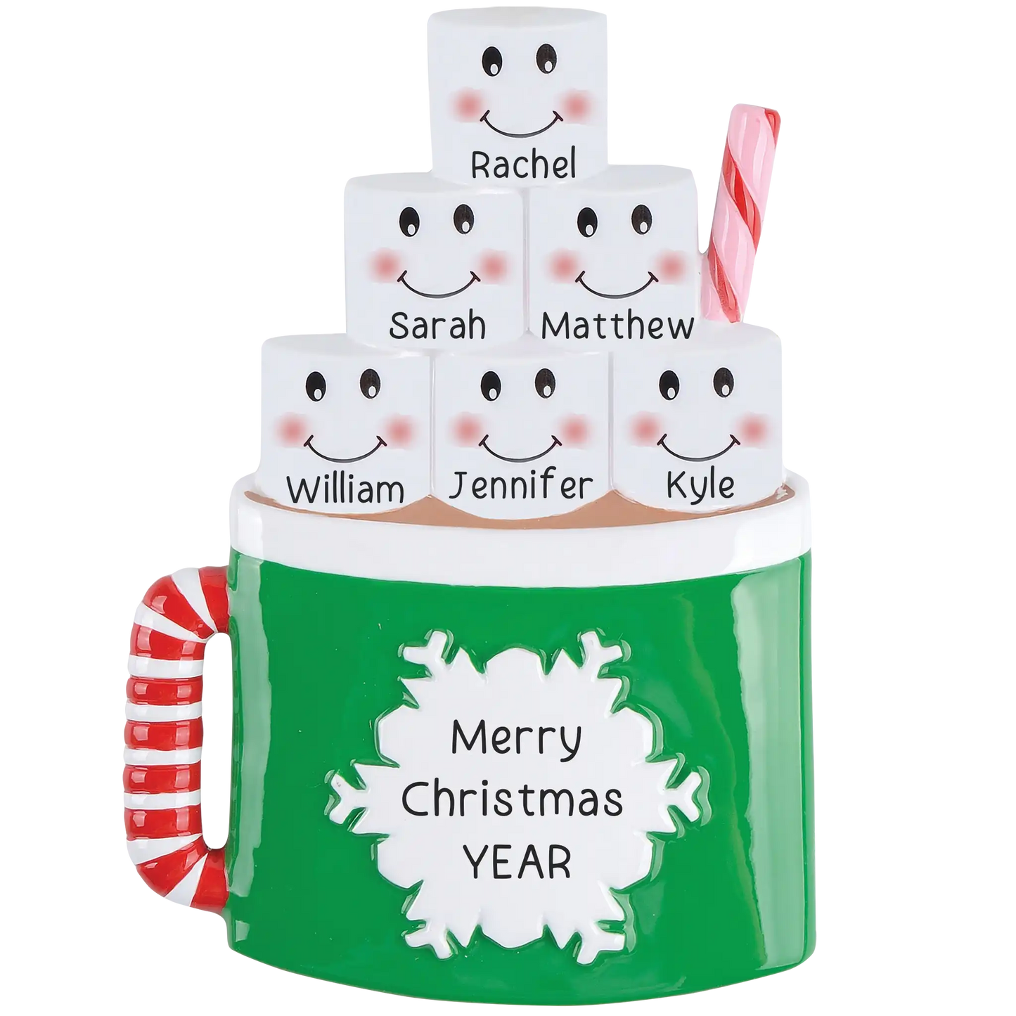 Hot Chocolate Family of 6 Christmas Ornament