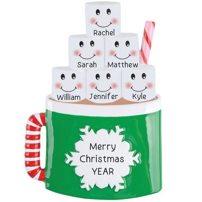 Hot Chocolate Family of 6 Christmas Ornament