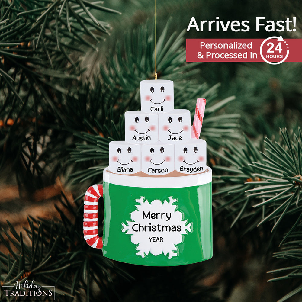 Hot Chocolate Family of 6 Christmas Ornament