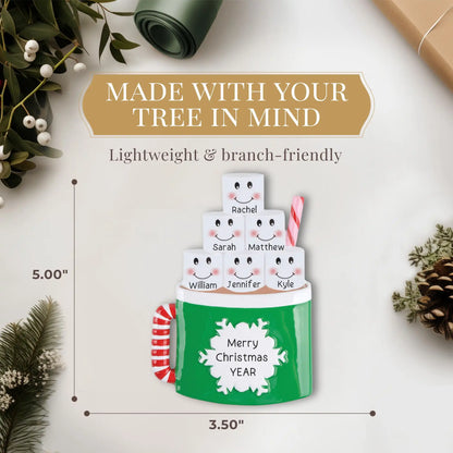 Hot Cocoa Family of 6 Personalized Ornament