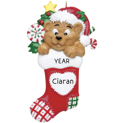 Bear Stocking Christmas Ornament