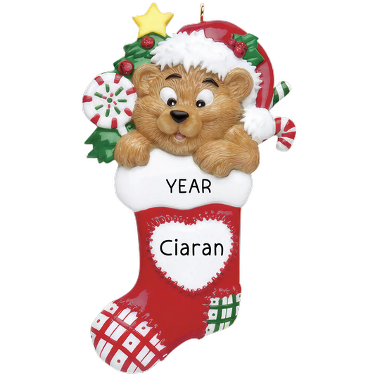 Bear Stocking Christmas Ornament