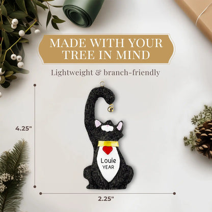 Black Cat With Bell Christmas Ornament