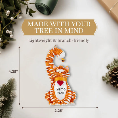 Orange Tabby Cat With Bell Christmas Ornament