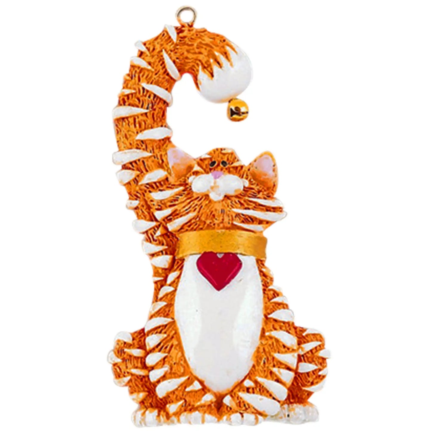 Orange Tabby Cat With Bell Christmas Ornament