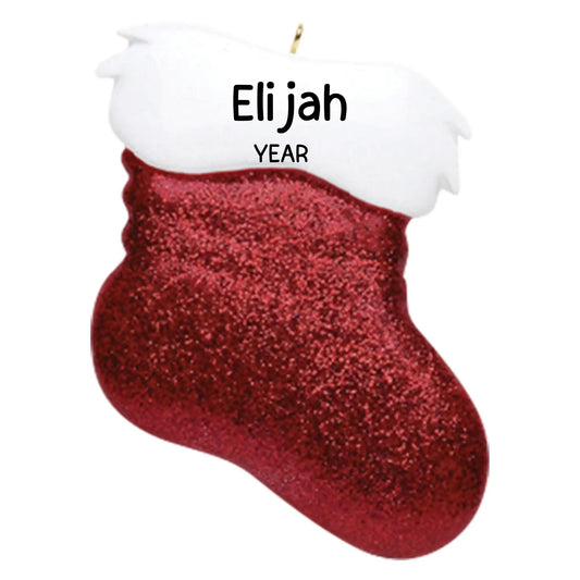 Red Glitter Stocking Christmas Ornament