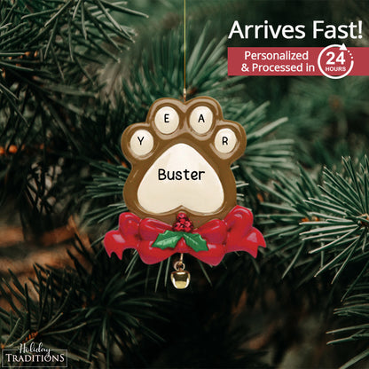 Dog Paw Print Christmas Ornament