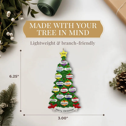 Christmas Tree Family of 15 Personalized Ornament