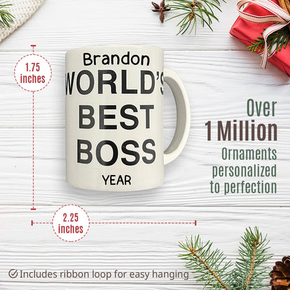 The Office Best Boss Coffee Mug Christmas Ornament