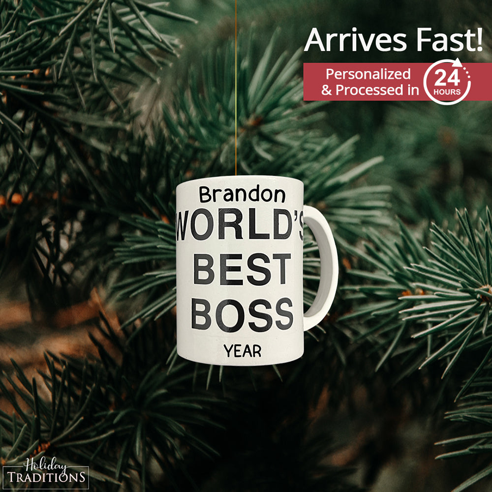 The Office Best Boss Coffee Mug Christmas Ornament