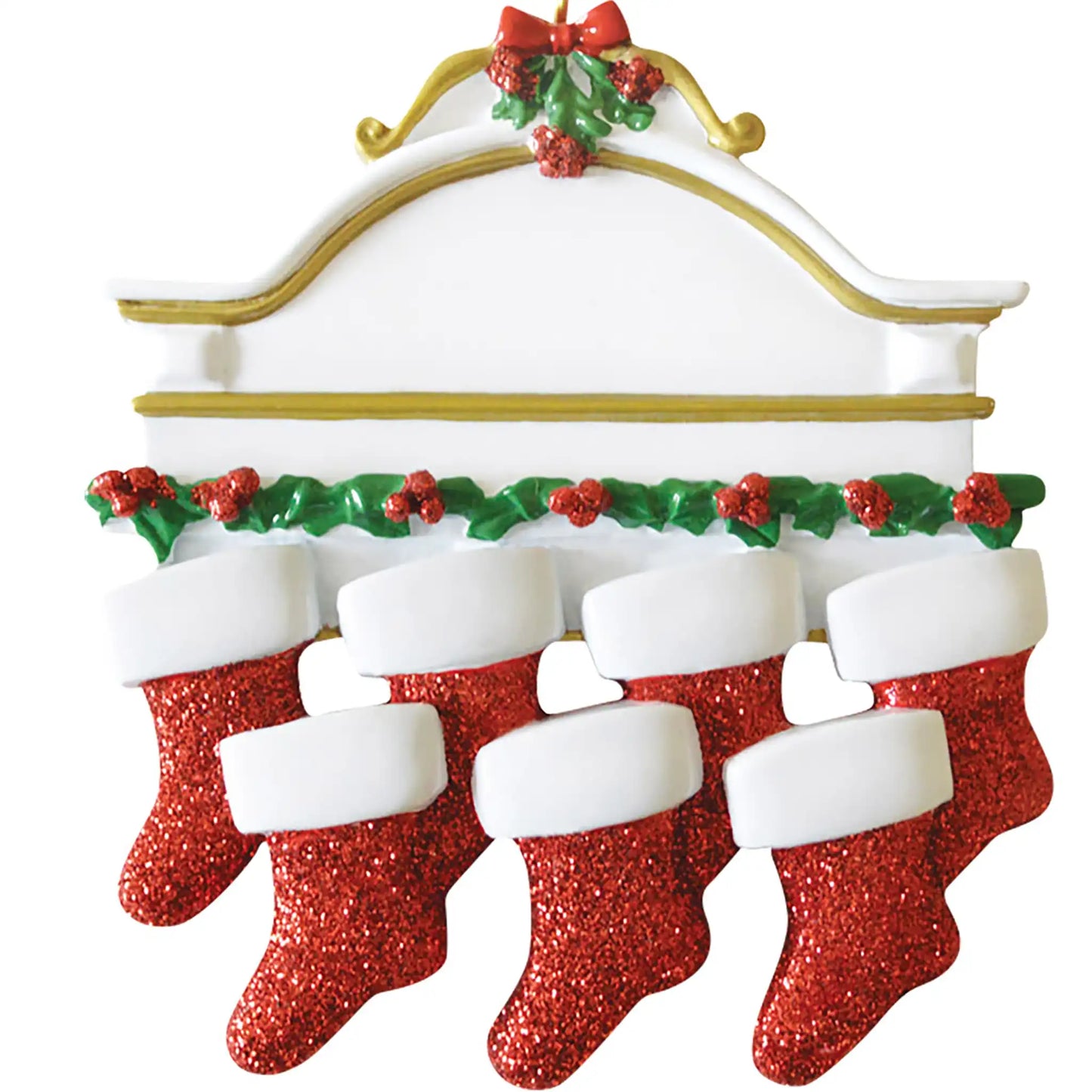 Red Stockings Family of 7 Christmas Ornament