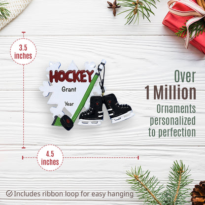 Ice Hockey Flake Christmas Ornament