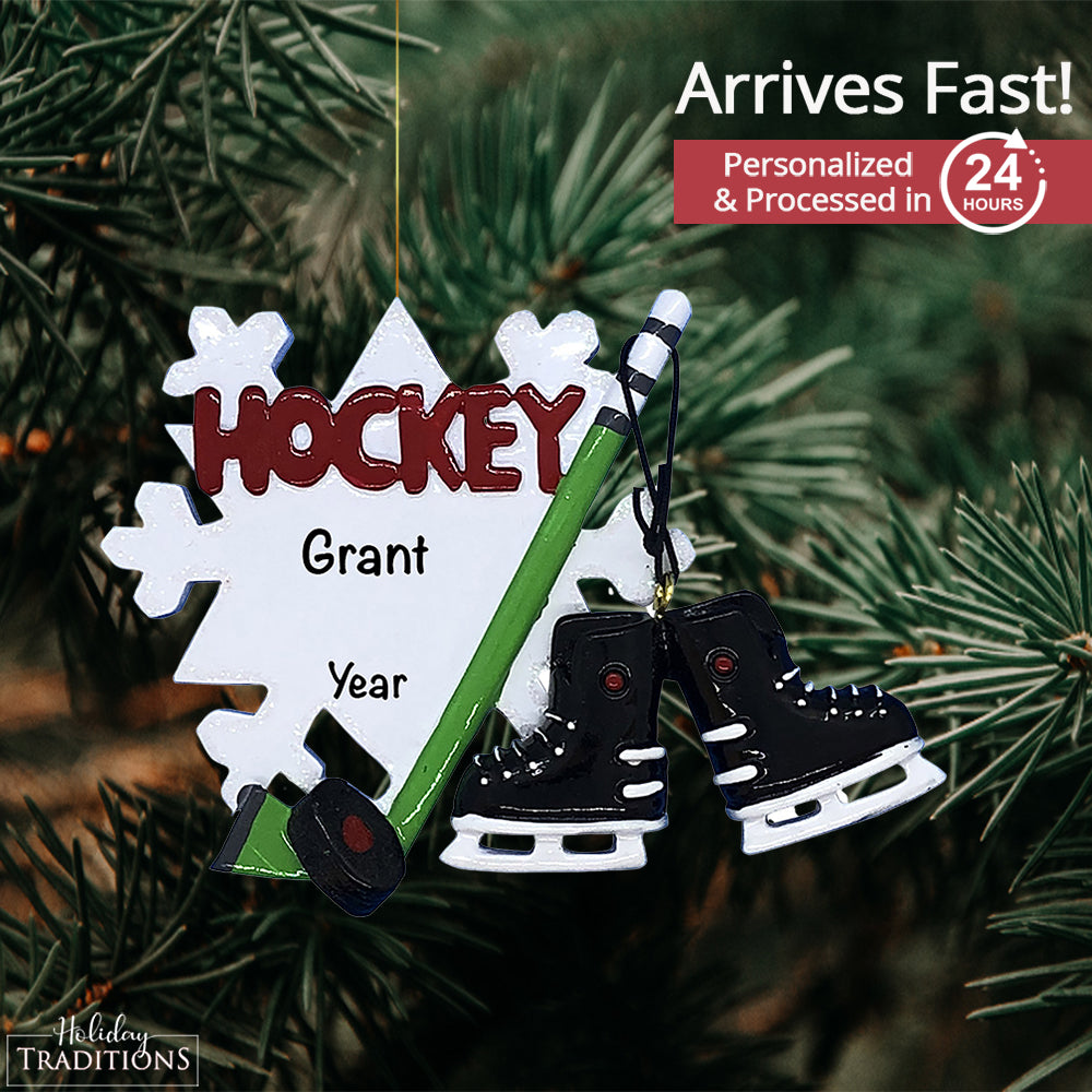 Ice Hockey Flake Christmas Ornament