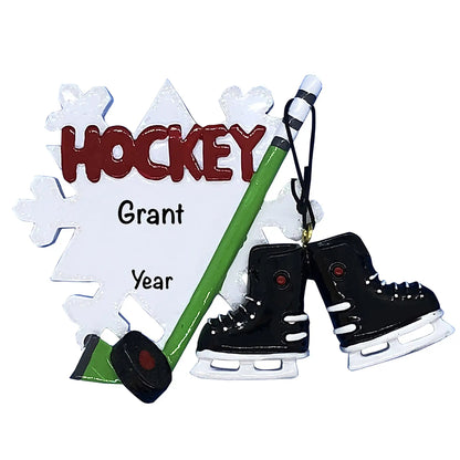 Ice Hockey Flake Christmas Ornament