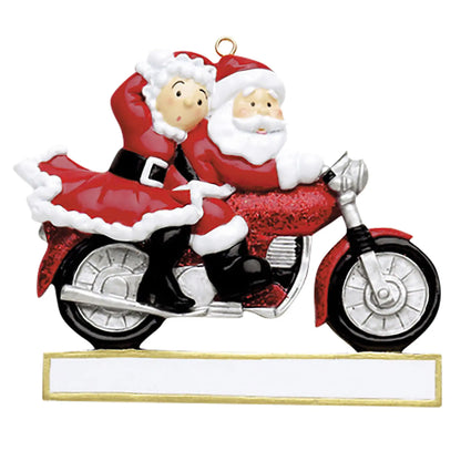 Santa Couple Motorcycle Christmas Ornament