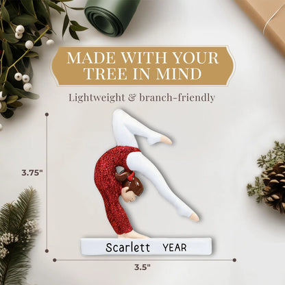 Gymnastics Girl Personalized Ornament - Glitter