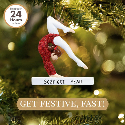 Gymnastics Girl Personalized Ornament - Glitter