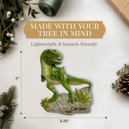 Dinosaur Christmas Ornament - Stone Base