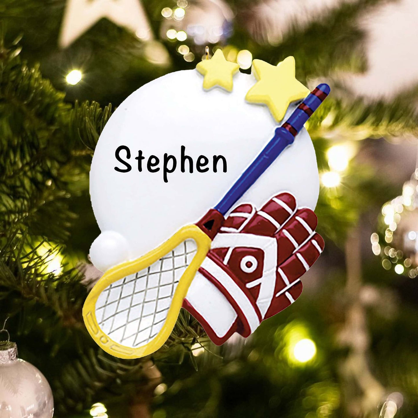 314 Personalized Lacrosse Equipment Christmas Ornament