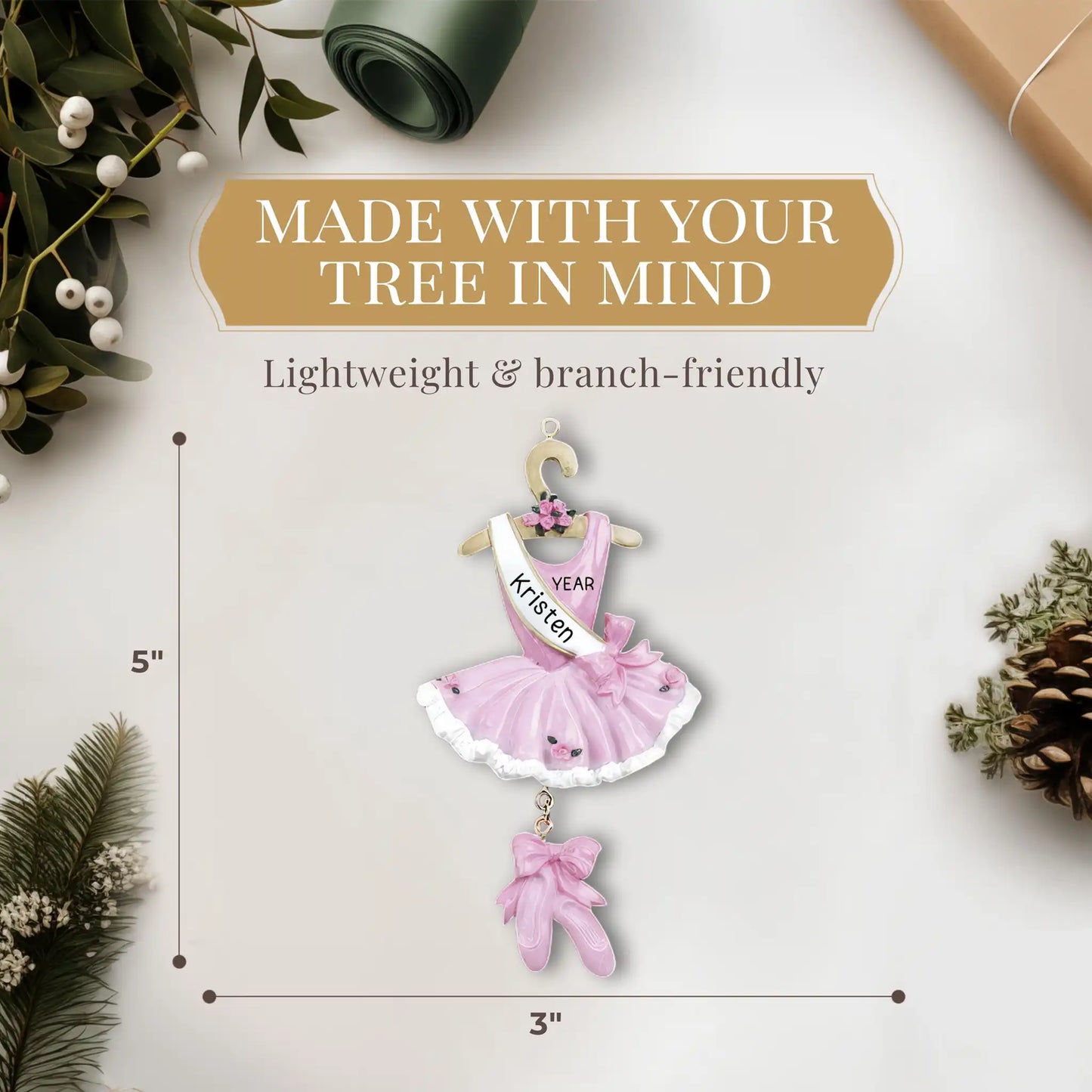 Adorno navideño de vestido de bailarina