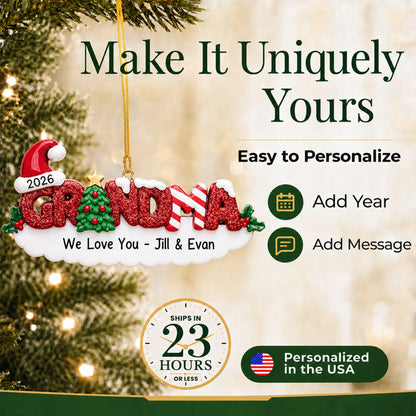 Make it yours: personalize the grandma christmas ornament