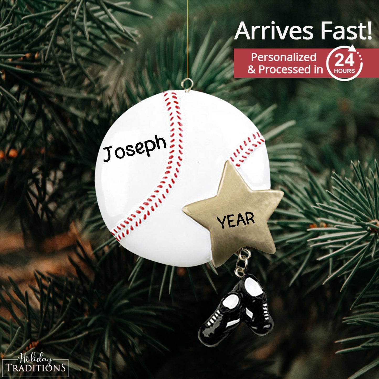 Baseball Star Christmas Ornament